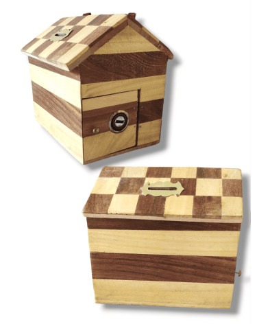 Wooden handmade money bank/piggy bank