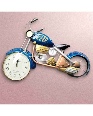 28*19 Inches vintage look metallic bike with  antique Roman analog watch home decor/wall decor 