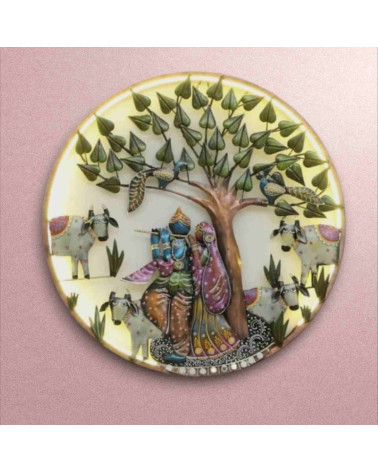 Radha Krishna metallic handcrafted 30 Inches Wall Decor LED lighting