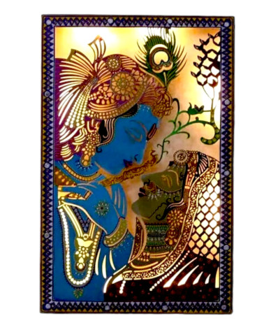 Radha Krishna Murli Monohar  24 Inches Religious metalic wall art with LED lighting 