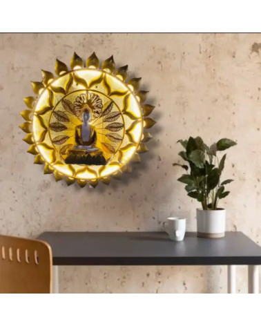 LORD GAUTAM BUDDHA'S HANDCRAFTED 30 INCHES WALL DECOR with LED lighting