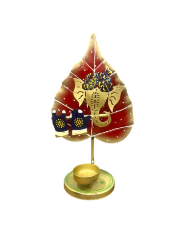 Ganesh metallic light candle holder diwali decorative item  (10*5.8 Inch)