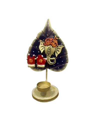 Ganesh metallic light candle holder diwali decorative item  (10*5.8 Inch)