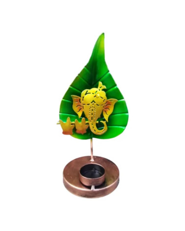 Ganesh metallic light candle holder diwali decorative item  (10*5.8 Inch)