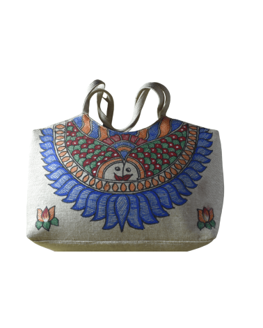 Handmade Big Size hand purse for women in Madhubani Art/Bag